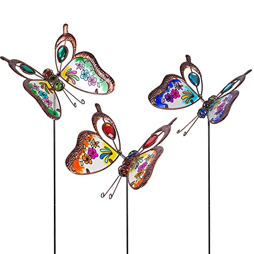 Venniy 3 Pack Butterfly Decorative Garden StakesOutdoor Decorations Metal Yard Art Garden Stakes for Patio Yard Porch Decor - Image 1
