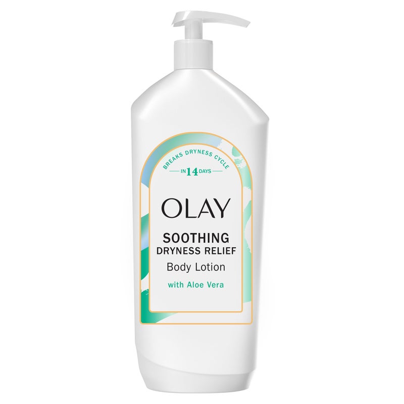 Olay Body Lotion for Women, Soothing Dryness Relief, 24hr Moisturizing & Deep Hydration, Absorbs Instantly, Penetrating Vitamin B3 Complex, For All Skin Types, Aloe Vera Scent, 18 fl oz - Image 1
