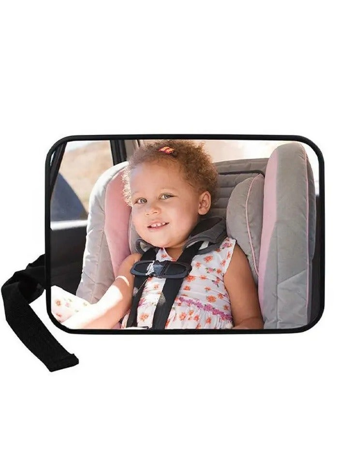 Halamine Car Backseat Safety Mirror, Baby Car Mirror for Back Seat Rear View, 100% Shatterproof, Premium Black Frame Car Rear View, 23.5cm*15cm，Black - Image 1