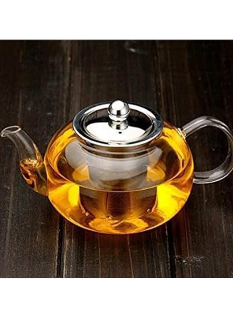Arabest إبريق شاي زجاجي من البورسليكات شفاف بسعة 1 لتر، إبريق شاي زجاجي من البورسليكات مع وعاء شاي من الفولاذ المقاوم للصدأ ومقاوم للحرارة  - Image 3