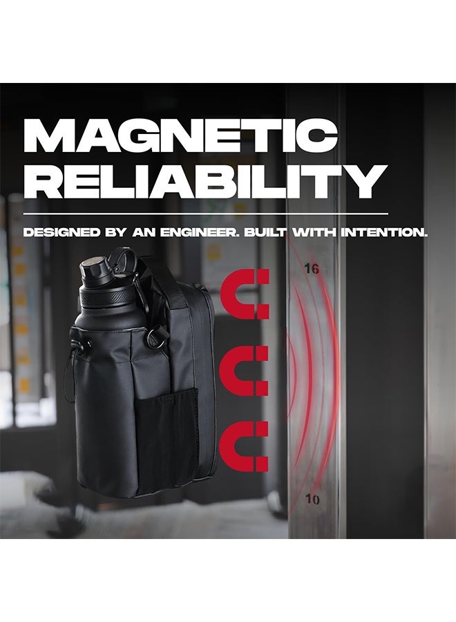 بكومور حقيبة رياضية مغناطيسية – حاملة زجاجة ماء مغناطيسية، حقيبة تنظيم للياقة البدنية كروس بودي للتمارين والسفر والتنقل (للجنسين) - Image 2