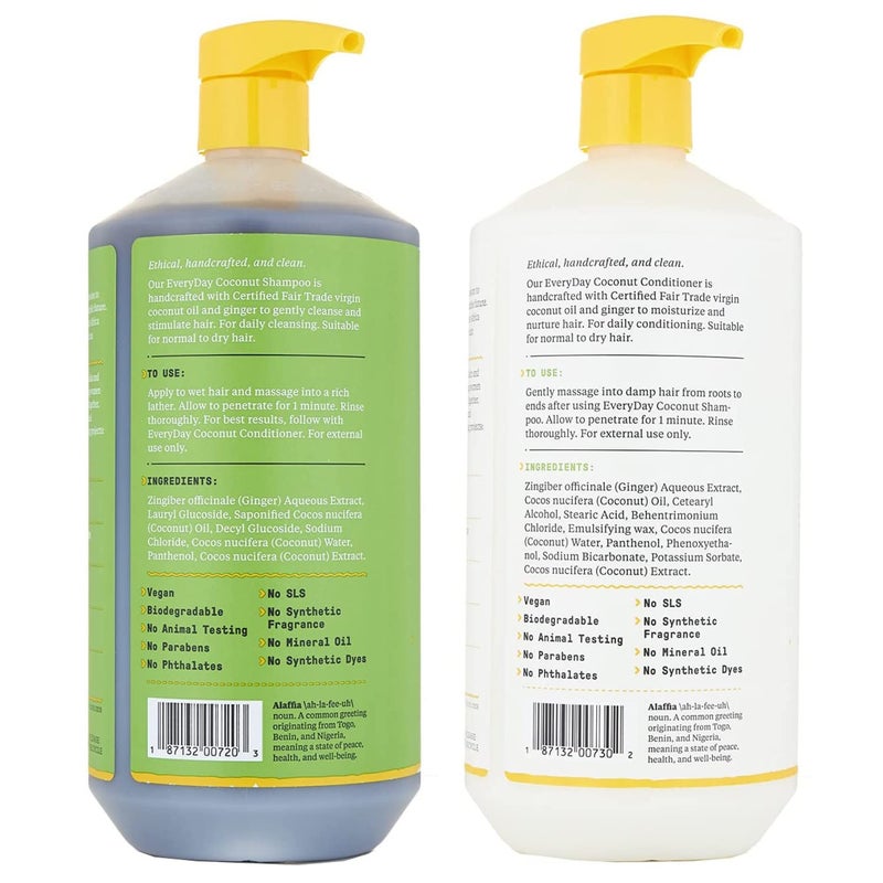 Alaffia EveryDay Coconut Shampoo and Conditioner - Normal to Dry Hair Cleansing with Ginger and Coconut Oil, Fair Trade, 32 Fl Oz - Image 2