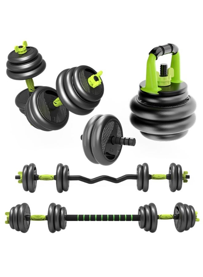 SportQ 7 in 1 Multi Use Dumbbells Set - Pair Dumbbell, Kettlebell, Abdominal Wheel, Push Handle, Straight Bar Extension and Zigzag – Adjustable Weights Home Gym in Your Home - Image 1