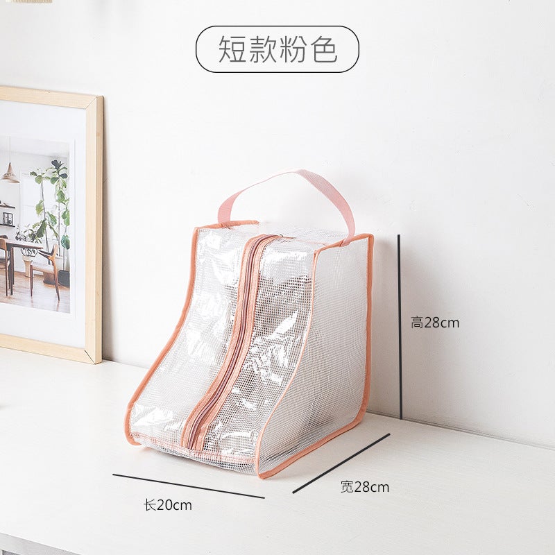 Transparent Moistureproof Boot Storage Bag Short pink (28*20*28) suitable for short boots, low boots and so on