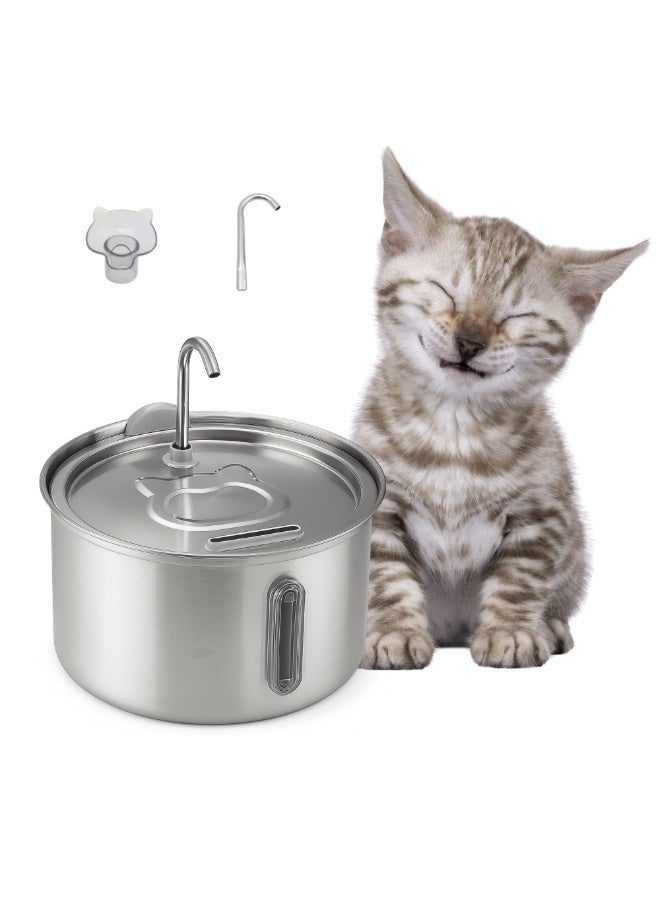 Nexso 4L Stainless Steel Silver Cat Water Fountain – Ultra-Quiet <30dB Pump, 3 Flow Modes, BPA-Free Pet Water Fountain, Oxygenated Circulation, Easy-Clean Design Water Dispenser for Cats & Dogs - Image 1