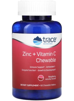Trace Minerals Zinc + Vitamin C Chewable, Raspberry, 60 Chewable Wafers 