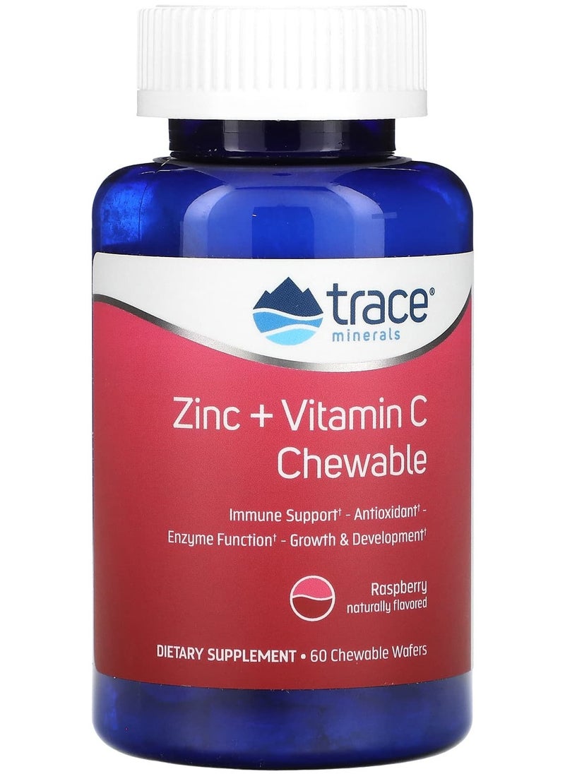 Trace Minerals - Zinc + Vitamin C Chewable, Raspberry, 60 Chewable Wafers - Image 1