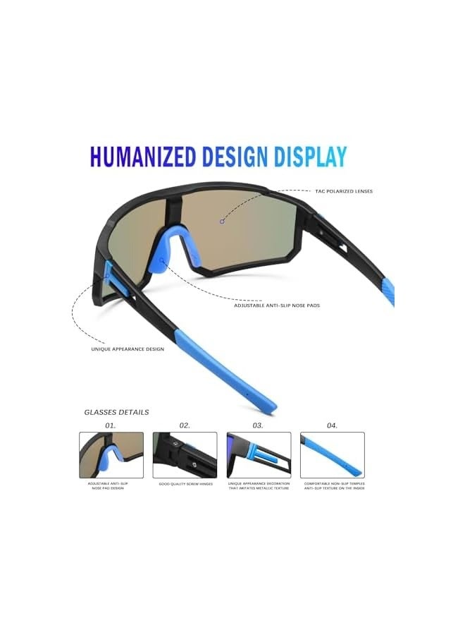 PROMASS Polarized Sports Sunglasses, UV400 Protection Running Mountain Bike Sun Glasses, for Men Women Fishing Running Cycling, with Glasses rope Strap UV Protection Big Frame Goggles (2 PCS) - Image 4