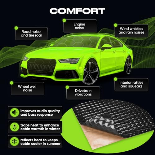 SGM Black Premium Car Sound Deadening Mat 80 mil (2mm) 10 sqft (0.92 sqm), Automotive Sound Deadener, Self Adhesive Butyl Car Sound Deadening Material, Audio Noise Insulation and Dampening Sheets - Image 5