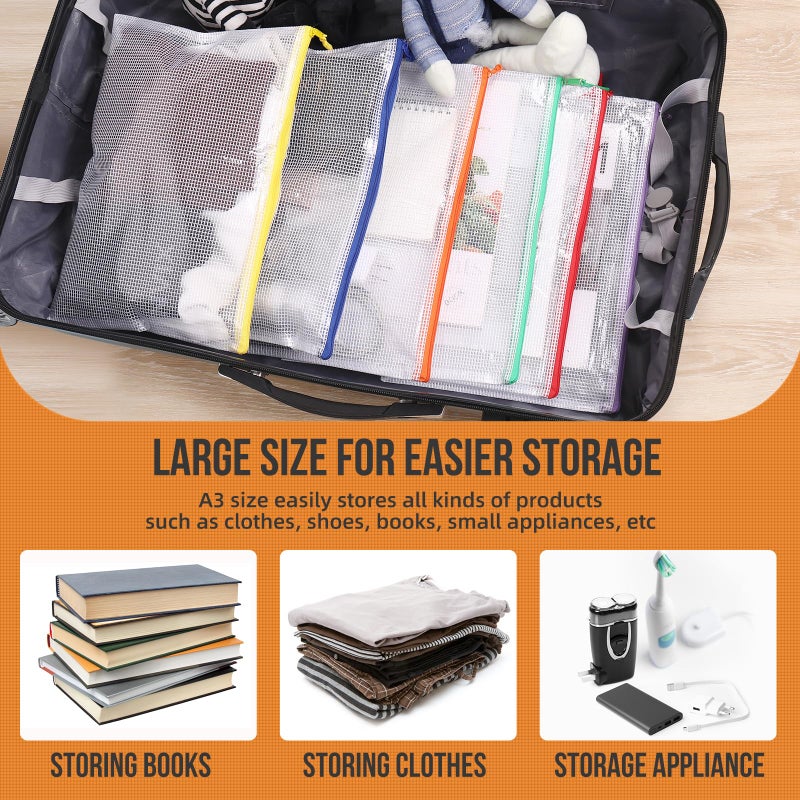 YOPCDJ 24pcs Mesh Zipper Pouch File Bags Puzzle Storage Bags, A3 17x12 Inches Large Reusable Zipper Pouches for Organizing Classroom Board Game Organization - Image 5