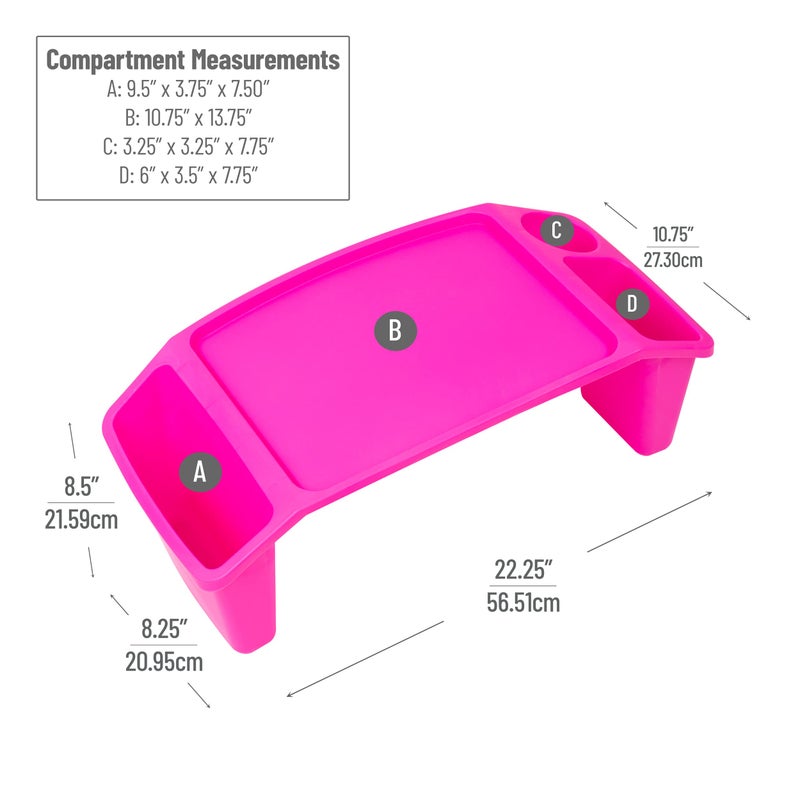 Mind Reader Kids Lap Desk, Portable Activity Tray with Side Storage, Stackable Plastic Desk for Drawing, Snacks, Study, Set of 2, Pink - Image 2