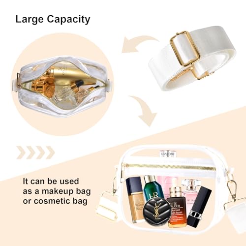 Fibrdoo Clear Bag Stadium Approved, Leather Clear Crossbody Purse Bag for Concerts Sports Events Festivals (Clear White) - Image 5