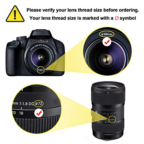 STSEETOP Camera Lens Hood, Collapsible Reversible Filter Thread Rubber Digital Lens Hood DSLR Lens Cap Shade - Image 3