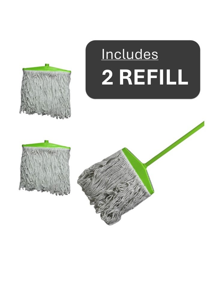 Clean and Care Cleaning Set Home Kitchen Broom with Stick Wiper With Stick Cotton Mop with Iron Stick and Two Refill Assorted Color - pzsku/ZACEB377E647417D9C474Z/45/_/1718003416/1f74aeba-680b-413f-a041-4979c81a8020