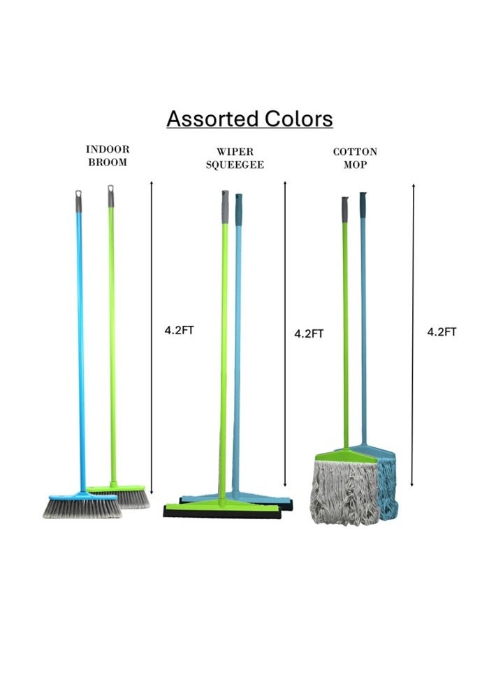 Clean and Care Cleaning Set Home Kitchen Broom with Stick Wiper With Stick Cotton Mop with Iron Stick and Two Refill Assorted Color - pzsku/ZACEB377E647417D9C474Z/45/_/1718003416/f3bfa61c-6d15-486f-b2bf-0bf2e589e3ce