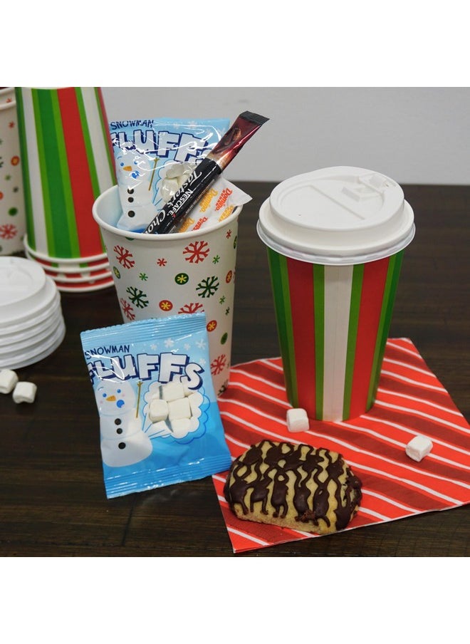 4E's Novelty 4E's Novelty Christmas Paper Cups Disposable 16 oz with Lids - 12 Pack Holiday Coffee Cups, Sleeves & Napkins for Hot Cocoa Bar, Christmas Cups with Lids for Party Supplies, Hot Cocoa Cups with Lids  - Image 4