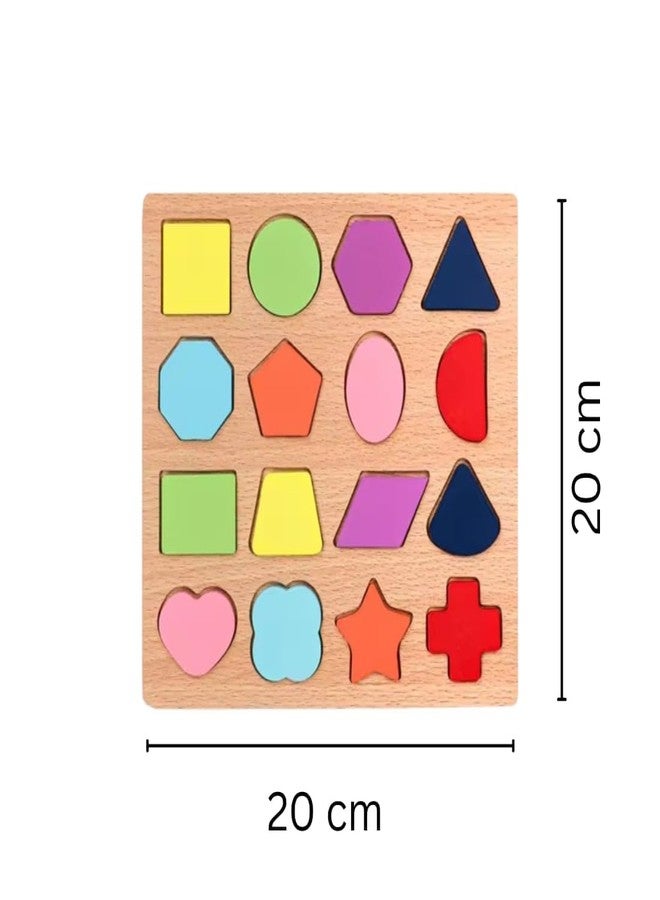 TS WITH TECHSUN Wooden Puzzles for Toddlers for Kids Preschool Learning Toys, Wooden Montessori Toddler Alphabet, Number, Shape Puzzles for Kids 2-4 Years Old (Shape Puzzle) - Image 3