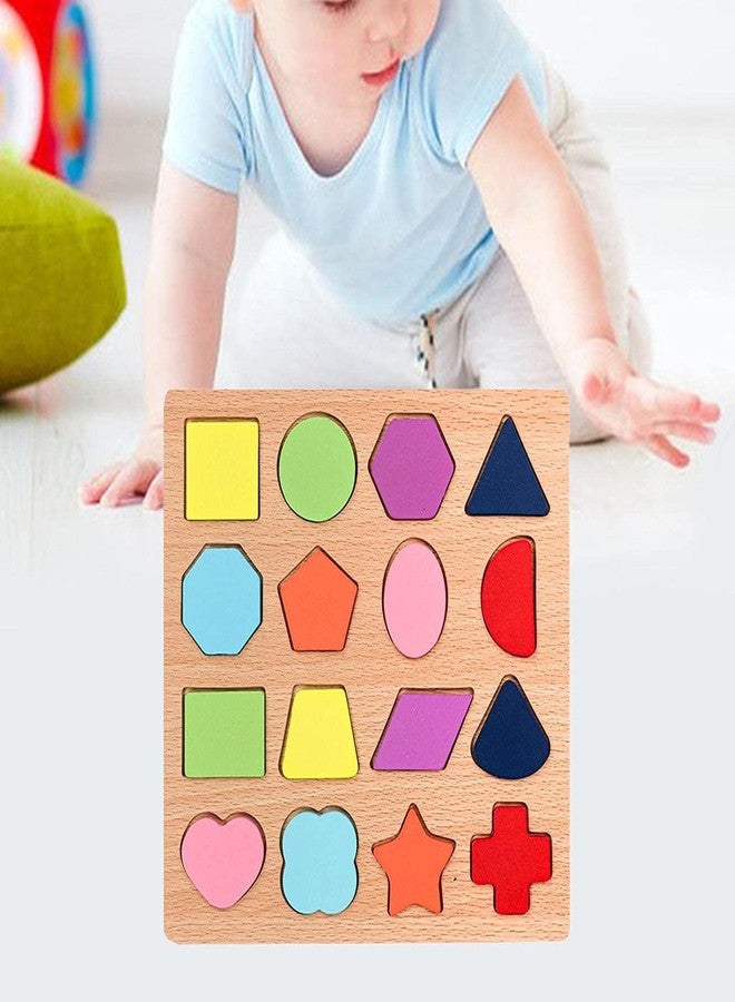 TS WITH TECHSUN Wooden Puzzles for Toddlers for Kids Preschool Learning Toys, Wooden Montessori Toddler Alphabet, Number, Shape Puzzles for Kids 2-4 Years Old (Shape Puzzle) - Image 2