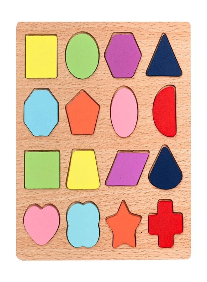 TS WITH TECHSUN Wooden Puzzles for Toddlers for Kids Preschool Learning Toys, Wooden Montessori Toddler Alphabet, Number, Shape Puzzles for Kids 2-4 Years Old (Shape Puzzle) - Image 1