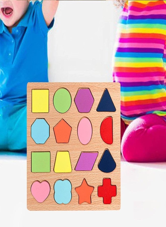 TS WITH TECHSUN Wooden Puzzles for Toddlers for Kids Preschool Learning Toys, Wooden Montessori Toddler Alphabet, Number, Shape Puzzles for Kids 2-4 Years Old (Shape Puzzle) - Image 4