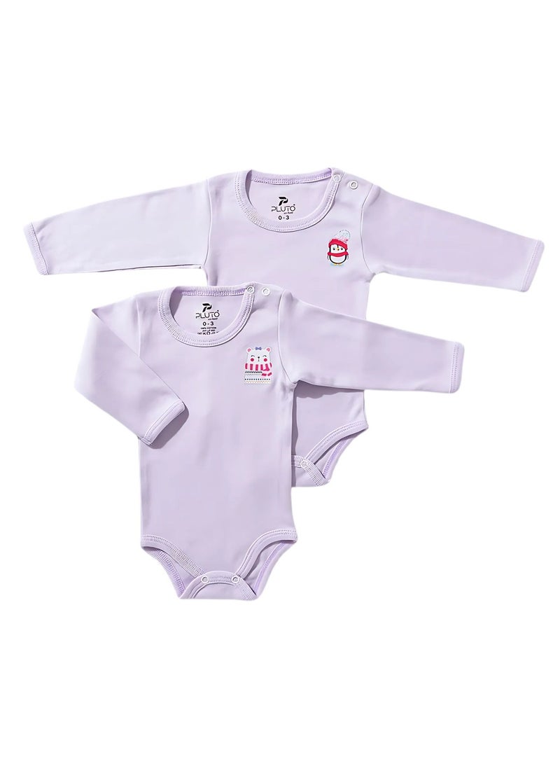 Pluto Pack of 3 Cotton Long Sleeve Bodysuit for Baby Girl - Image 3