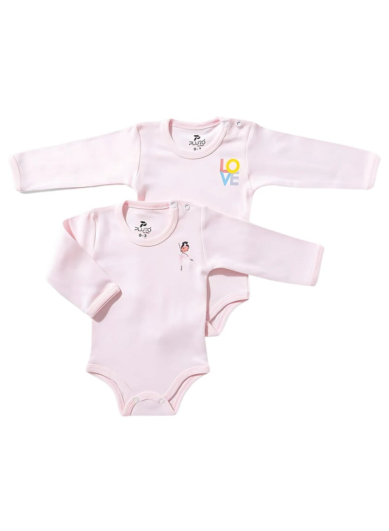 Pluto Pack of 3 Cotton Long Sleeve Bodysuit for Baby Girl - Image 2