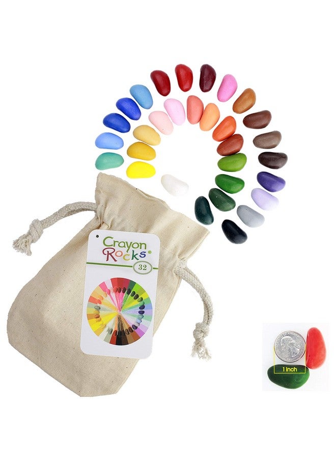 Crayon Rocks Crayons In A Rock Shape 32 Count Tripod Grip Made For Handwriting Development In Kids And Toddlers Fun & Educational Creative Activity Comes In A Muslin Bag 32 Colors  - Image 1