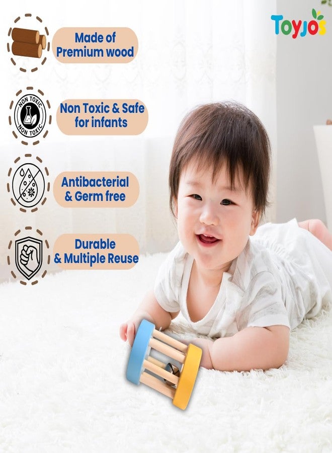 TOYJOS Wooden Baby Rattle Toy | Sensory Development, Musical Shaker, Rolling Bell Rattle | Natural Anti-Bacterial Jhunjuna for Newborn Infants, Toddler | Birthday Gift for Boys and Girls (0-12 Months) - Image 3