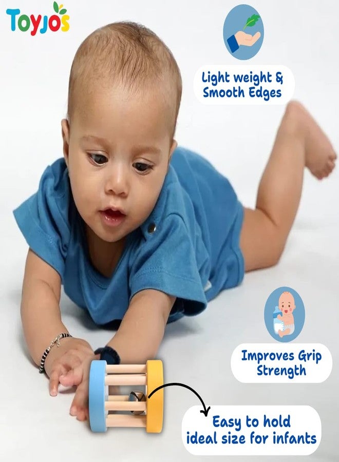 TOYJOS Wooden Baby Rattle Toy | Sensory Development, Musical Shaker, Rolling Bell Rattle | Natural Anti-Bacterial Jhunjuna for Newborn Infants, Toddler | Birthday Gift for Boys and Girls (0-12 Months) - Image 4