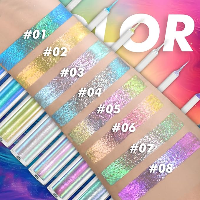 CHARMACY Multichrome Eyeliner Liquid Liner Glitter liquid eyeliner waterproof Metallic Intense Color Shifting Colorful Eyeliner Long wearing UltraFine Tip Smudgeproof GREEN INDIGO 905 - Image 4