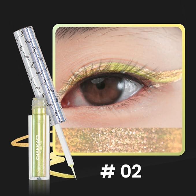 CHARMACY Multichrome Eyeliner Liquid Liner Glitter liquid eyeliner waterproof Metallic Intense Color Shifting Colorful Eyeliner Long wearing UltraFine Tip Smudgeproof GREEN INDIGO 905 - Image 2