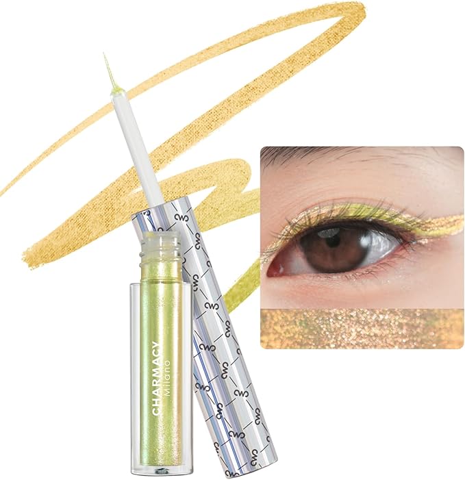 CHARMACY Multichrome Eyeliner Liquid Liner Glitter liquid eyeliner waterproof Metallic Intense Color Shifting Colorful Eyeliner Long wearing UltraFine Tip Smudgeproof GREEN INDIGO 905 - Image 1