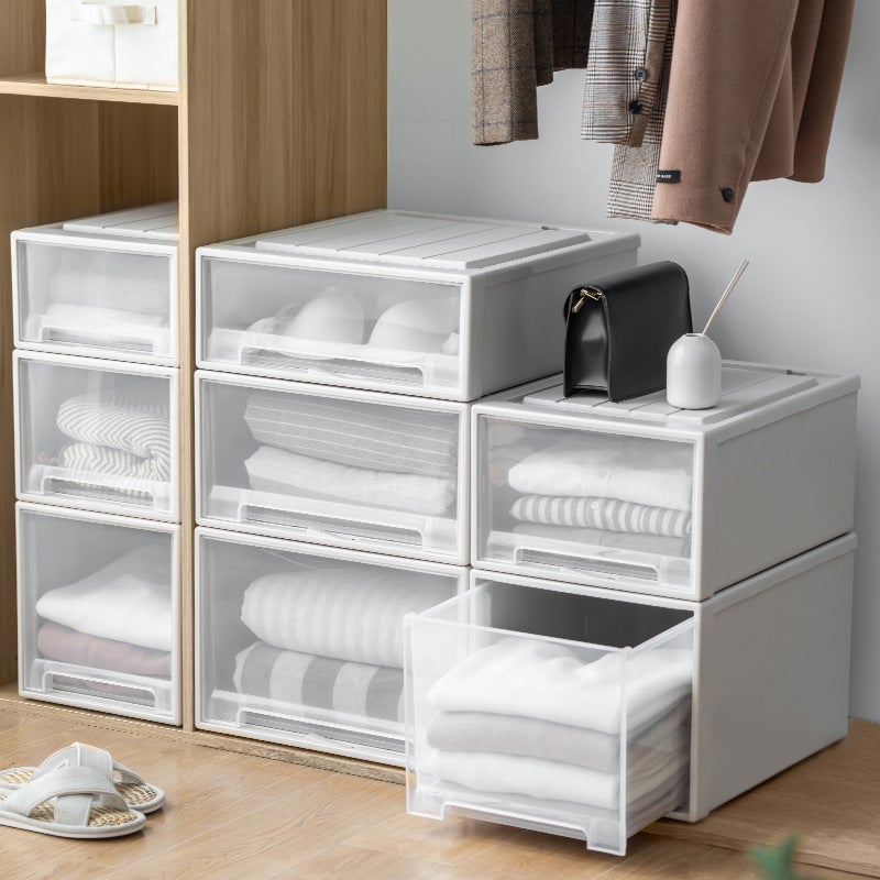 Transparent Drawer Storage Box Organizer for Clothes, Shoes, Home Stackable Plastic Bin - Image 2