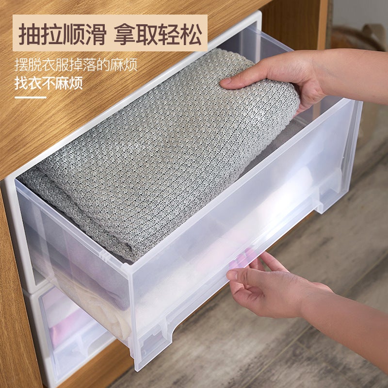 Transparent Drawer Storage Box Organizer for Clothes, Shoes, Home Stackable Plastic Bin - Image 3