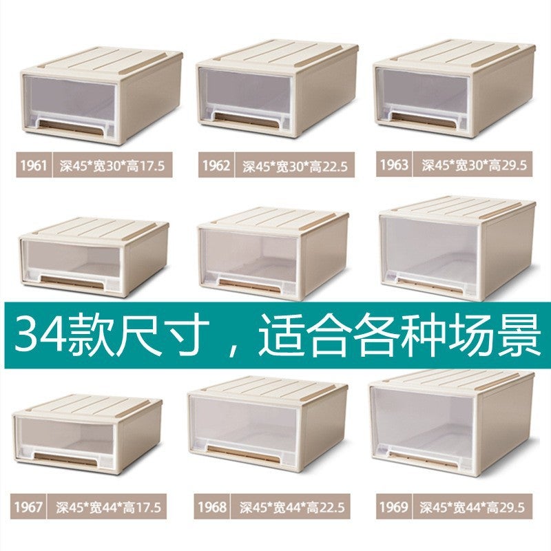 Transparent Drawer Storage Box Organizer for Clothes, Shoes, Home Stackable Plastic Bin - Image 1