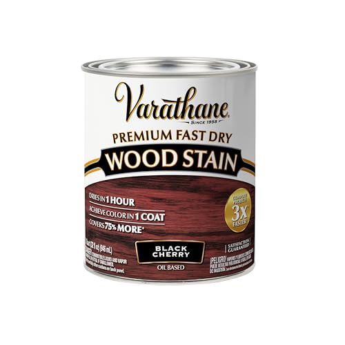 Varathane Premium Fast Dry Wood Stain 1 Hour Dry Time 1 Coat Color Interior Wood Stain Furniture Cabinets Doors Trim Quart Black Cherry - Image 1