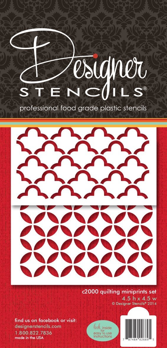 Designer Stencils C2000 Quilting Miniprint Cookie Stencil Set, Beige/semi-transparent - Image 1