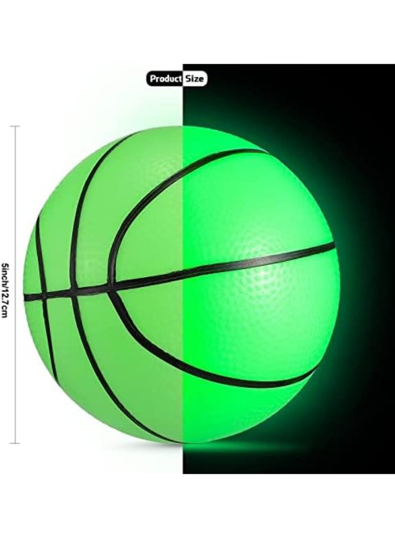 Luckam Glow in the Dark Mini Basketball, 4 Pcs Inflatable Indoor Outdoor Small Basketball Toy Mini Cute Bouncy Ball for Kids, with Pump, 5 inches - Image 4