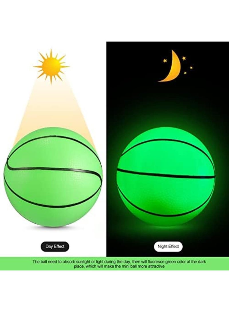 Luckam Glow in the Dark Mini Basketball, 4 Pcs Inflatable Indoor Outdoor Small Basketball Toy Mini Cute Bouncy Ball for Kids, with Pump, 5 inches - Image 2