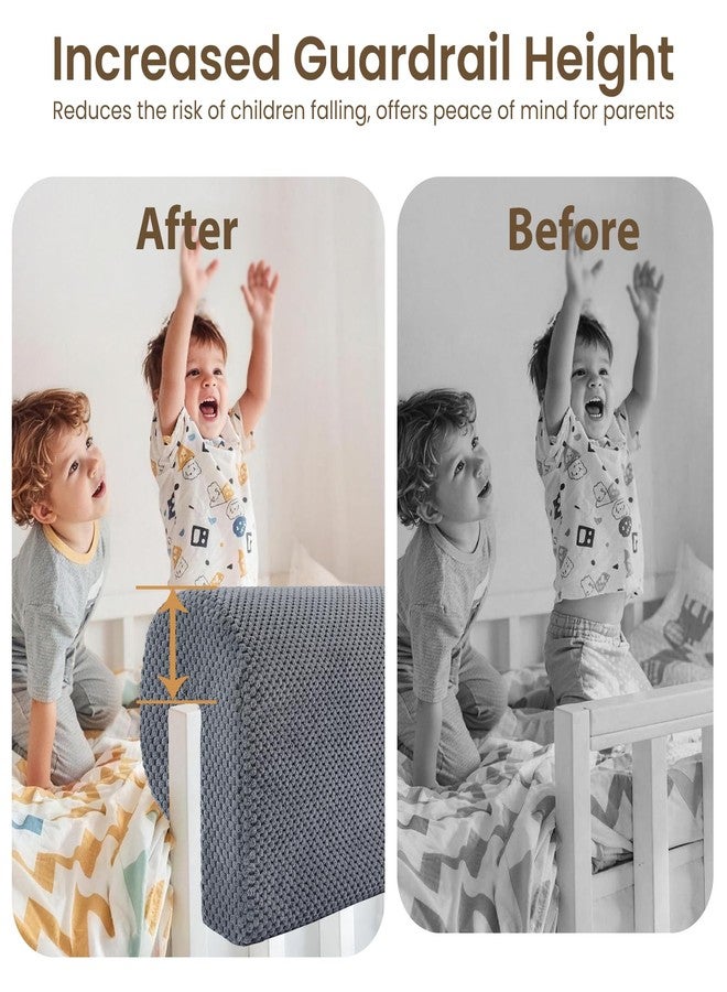 Smashier Toddlers' Bed Rail Bumpers Protector, Children's Bed Guardrail Padding, Soft Cushioned Barrier, Increased Height, Easy to Install, Washable Cover, Fits Floor, Bunk & Loft, 3 Ft, Gray - Image 4