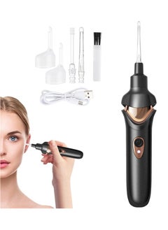 Ru syanl Ear Wax Removal Kit Electric Earwax Cleaner with Lights Ear Wax Vacuum Removal Tool USB Charging Vibration Painless Ear Wax Pick Portable Ear Cleaner Electric Ear Suction for Kids Adults Black  - Image 1