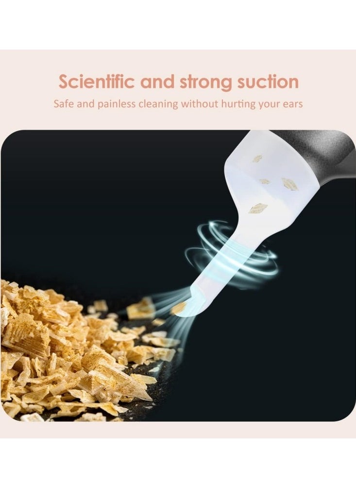 Ear Wax Removal Kit Electric Earwax Cleaner with Lights Ear Wax Vacuum Removal Tool USB Charging Vibration Painless Ear Wax Pick Portable Ear Cleaner Electric Ear Suction for Kids Adults Black