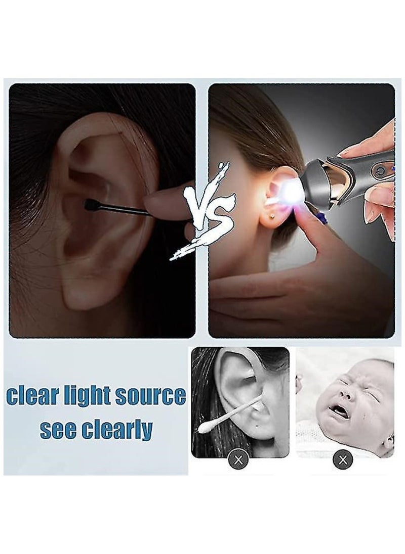 Ear Wax Removal Kit Electric Earwax Cleaner with Lights Ear Wax Vacuum Removal Tool USB Charging Vibration Painless Ear Wax Pick Portable Ear Cleaner Electric Ear Suction for Kids Adults Black