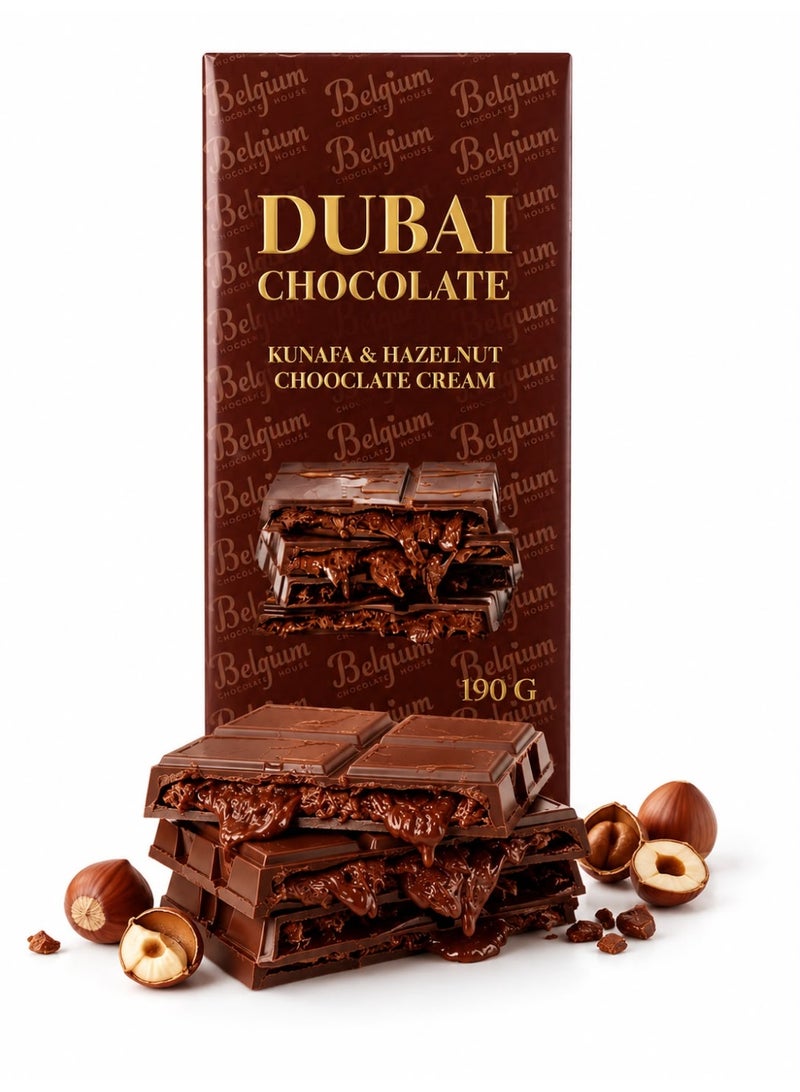 Milk chocolate bar with kunafa & hazelnut chocolate cream