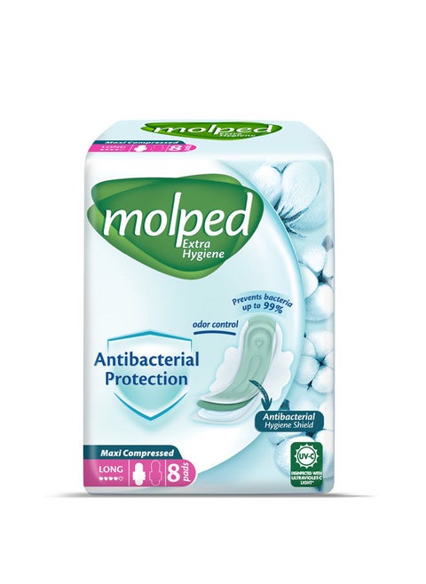 Antibacterial Long Sanitary Pads Maxi Compressed 8 Pads