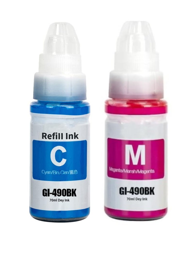GI-490 Ink Compatible with CANON Printer for PIXMA G3400, G2400, G1400, G4400, G4410, G3410, G2410, G1410, G3411, G2411, G1411, G4411 (CYAN /Magenta ) Pack of 2