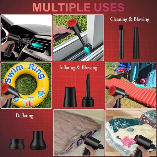 SooPii Electric Cordless air Duster, 6000mAh Rechargeable Air Blower with 51,000 RPM 3 Speed Modes & Multiple Nozzles, LED Light, Portable Dust Cleaner for Keyboard, Laptop, Car Interior & Home Use - Image 3