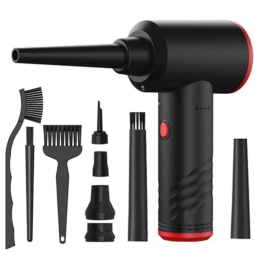 SooPii Electric Cordless air Duster, 6000mAh Rechargeable Air Blower with 51,000 RPM 3 Speed Modes & Multiple Nozzles, LED Light, Portable Dust Cleaner for Keyboard, Laptop, Car Interior & Home Use - Image 1