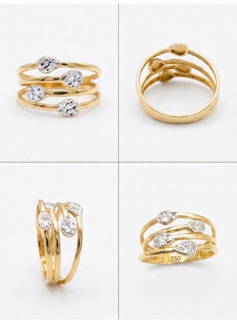 The Intermix Gems Two-Tone Gold Pear Motif Multi-Band Ring 18K - Image 1