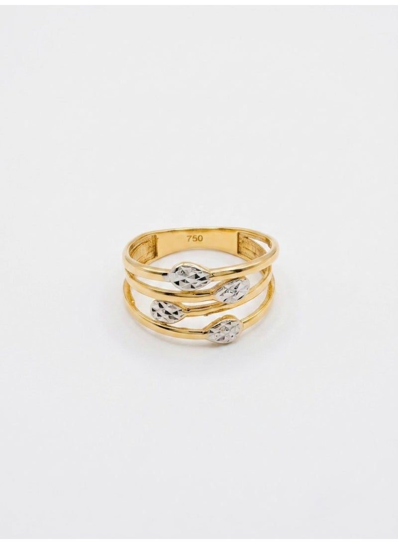 The Intermix Gems Two-Tone Gold Pear Motif Multi-Band Ring 18K - Image 3